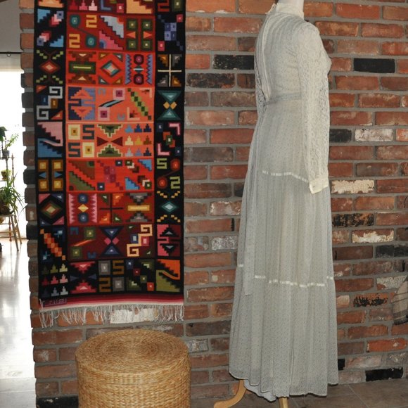 Vtg 70s Calico Floral Candi Jones Tiered Maxi Prairie Boho Cottagecore DRESS 2 - Picture 5 of 14